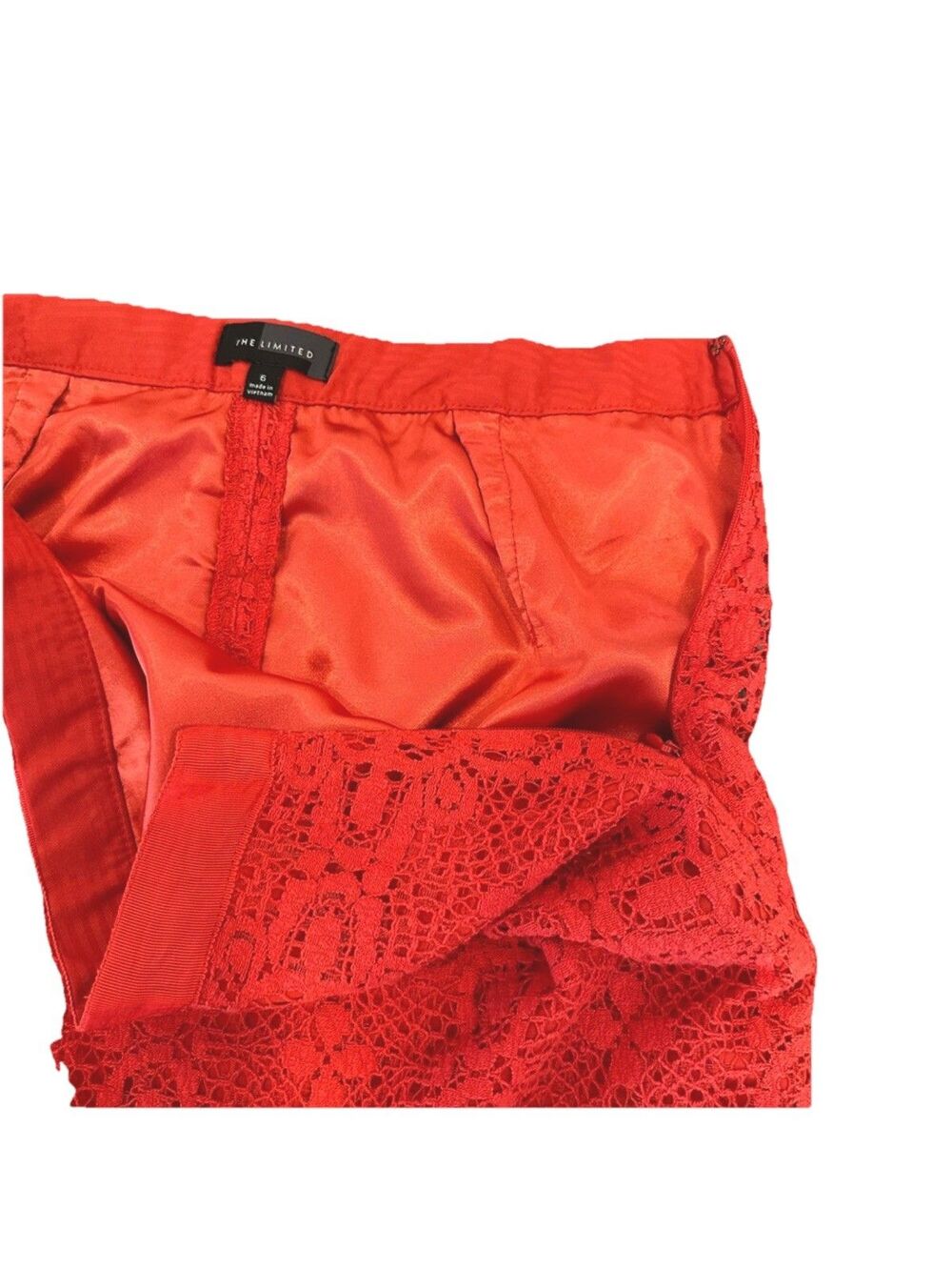 Limited Coral Lace Skirt Sz 6 Office Siren Career Preppy Chick Summer Feminine - Picture 4 of 6